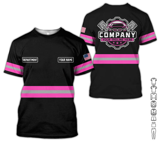 Joycorners Custom Mechanic Shirt, Gift for Car Lovers, Husband, or Boyfriend, Unisex Fit for Men and Women, Classic Pink Shirt PT2609