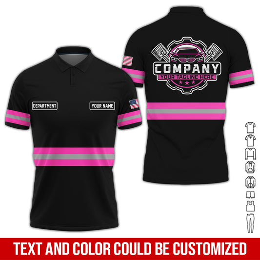 Joycorners Custom Mechanic Shirt, Gift for Car Lovers, Husband, or Boyfriend, Unisex Fit for Men and Women, Classic Pink Shirt PT2609