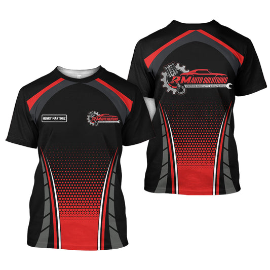 Joycorners Custom Mechanic Uniform Shirt, Gift for Husband, Dad, or Boyfriend, Unisex Fit, Red Work Shirt with Personalized Name PT2609