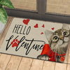 Joycorners Valentine's Day Cat Doormat, Hello Valentine, Housewarming Cat Decor Gift, Gift For Cat Lovers, Cat Owners LM0210