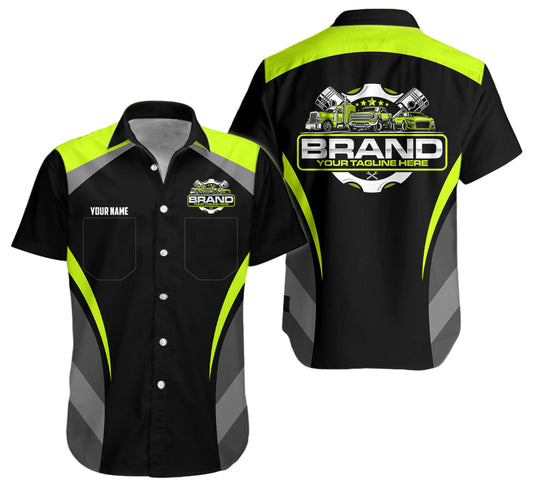 Joycorners Best Custom Mechanic Shirt for Men, Perfect Gift for Car Guys, Diesel Techs, and Shop Crews, Unisex Yellow Green Mechanic Shirt PT2609