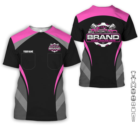 Joycorners Best Custom Mechanic Shirt for Men, Printed Pocket Shirt, Perfect Gift for Car Guys, Diesel Techs, and Shop Crews, Unisex Pink Mechanic Shirt PT2609