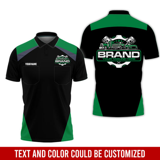 Joycorners Personalized Mechanic Uniform for Men, 3D Printed Pocket Shirt for Auto Technicians, Green Color, Great Gift for Car Guys PT2609