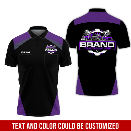 Joycorners Personalized Mechanic Uniform for Men, 3D Printed Pocket Shirt for Auto Technicians, Purple Color, Great Gift for Car Guys PT2609