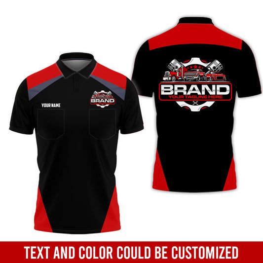 Joycorners Personalized Mechanic Uniform for Men, 3D Printed Pocket Shirt for Auto Technicians, Red Color, Great Gift for Car Guys PT2609