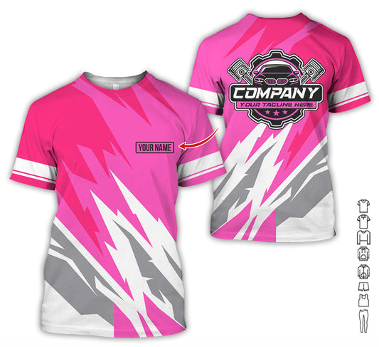 Joycorners Custom Printed Mechanic Shirt, Great Gift for Husband, Pink Color, Comfortable Daily Fit, Size S to 5XL PT2609