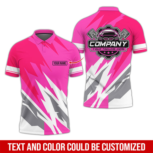 Joycorners Custom Printed Mechanic Shirt, Great Gift for Husband, Pink Color, Comfortable Daily Fit, Size S to 5XL PT2609
