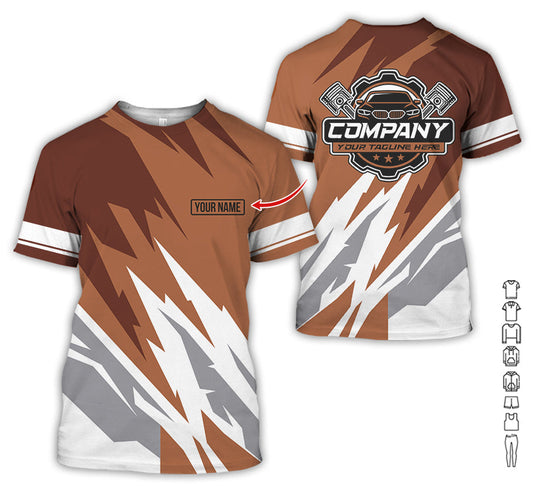 Joycorners Custom Printed Mechanic Shirt, Great Gift for Husband, Brown Color, Comfortable Daily Fit, Size S to 5XL PT2609