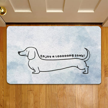 Joycorners Funny Dachshund Doormat, Enjoy A Looong Soak, Dachshund Doormat For Home Decor Housewarming Gift, Welcome Mat Gift For Dog Lovers LM0210
