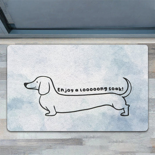 Joycorners Funny Dachshund Doormat, Enjoy A Looong Soak, Dachshund Doormat For Home Decor Housewarming Gift, Welcome Mat Gift For Dog Lovers LM0210