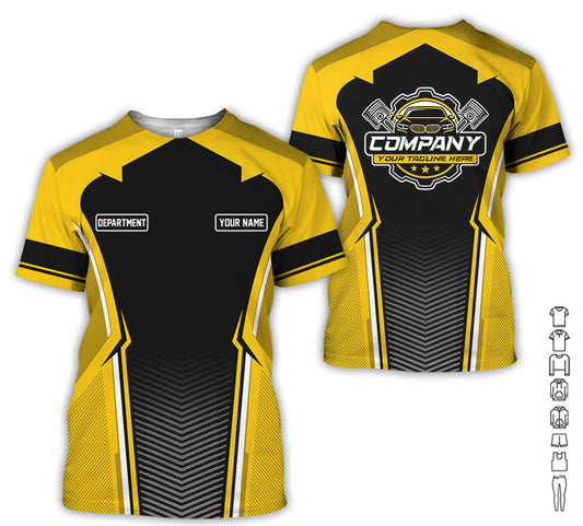 Joycorners Personalized Mechanic Uniform, Yellow Shirt for Technicians, Comfortable Workwear for Men, Great Gift for Father’s Day, Birthday, or Husband PT2609