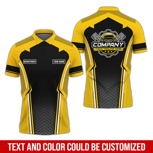 Joycorners Personalized Mechanic Uniform, Yellow Shirt for Technicians, Comfortable Workwear for Men, Great Gift for Father’s Day, Birthday, or Husband PT2609