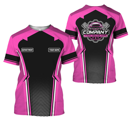 Joycorners Personalized Mechanic Uniform, Pink Shirt for Technicians, Comfortable Workwear for Men, Great Gift for Father’s Day, Birthday, or Husband PT2609