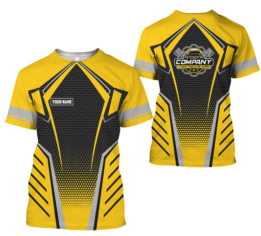 Joycorners Custom Mechanic Work Shirt with Name, Gift for Technicians and Car Guys, Mechanic Shirt In Yellow, Sizes S to 5XL PT2609