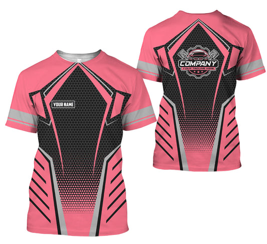 Joycorners Custom Mechanic Work Shirt with Name, Gift for Technicians and Car Guys, Mechanic Shirt In Neon Pink, Sizes S to 5XL PT2609
