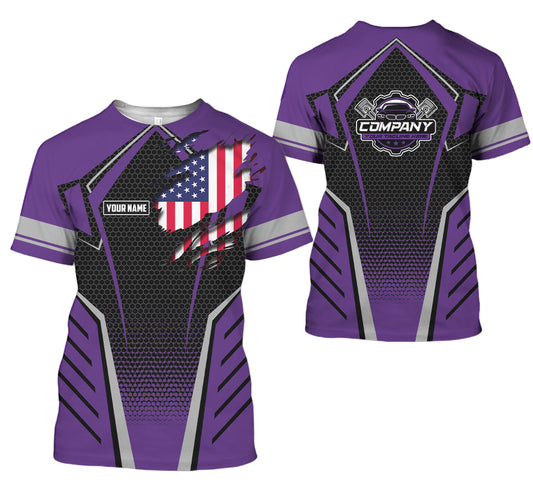Joycorners Custom Mechanic Shirt with Name, Purple Garage Uniform, Gift for Car Guys & Technicians, Comfortable Daily Fit, Perfect Garage Apparel PT2609