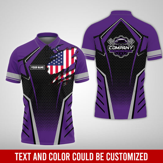 Joycorners Custom Mechanic Shirt with Name, Purple Garage Uniform, Gift for Car Guys & Technicians, Comfortable Daily Fit, Perfect Garage Apparel PT2609