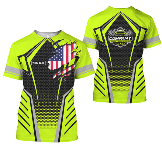 Joycorners Custom Mechanic Shirt with Name, Yellow Green Garage Uniform, Gift for Car Guys & Technicians, Comfortable Daily Fit, Perfect Garage Apparel PT2609