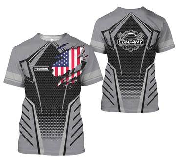 Joycorners Custom Mechanic Shirt with Name, Grey Garage Uniform, Gift for Car Guys & Technicians, Comfortable Daily Fit, Perfect Garage Apparel PT2609