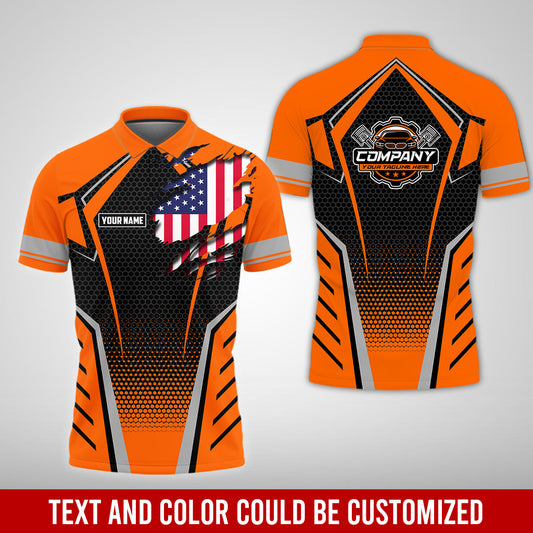 Joycorners Custom Mechanic Shirt with Name, Orange Garage Uniform, Gift for Car Guys & Technicians, Comfortable Daily Fit, Perfect Garage Apparel PT2609