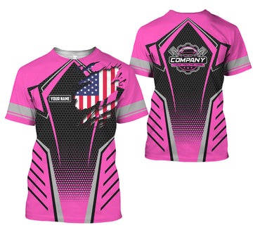 Joycorners Custom Mechanic Shirt with Name, Pink Garage Uniform, Gift for Car Guys & Technicians, Comfortable Daily Fit, Perfect Garage Apparel PT2609