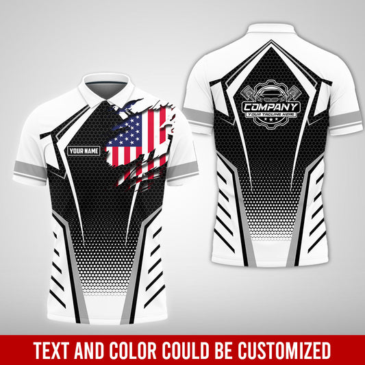 Joycorners Custom Mechanic Shirt with Name, White Garage Uniform, Gift for Car Guys & Technicians, Comfortable Daily Fit, Perfect Garage Apparel PT2609