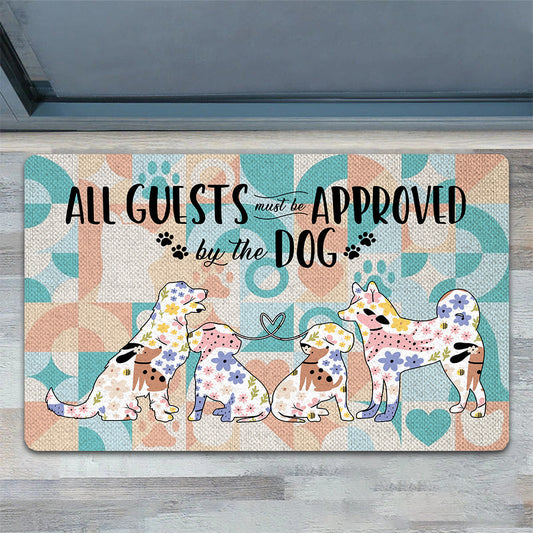 Joycorners Funny Dog Doormat, All Guests Must Be Approved By, Dog Doormat For Home Decor Housewarming Gift, Welcome Mat Gift For Dog Lovers LM0210