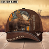 Joycorners Moose Hunting Brown Leather Pattern Mutilcolored Personalized Name 3D Cap