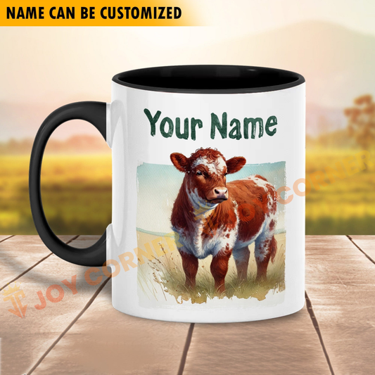 Joycorners Shorthorn Personalized Name Two Tone Mug