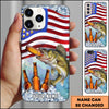 Joycorners Fishing Phone Case American Flag Beer Bottles Fish Art Personalized Name 3D Phone Case (10 Fish Species)