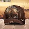 Joycorners Moose Hunting Brown Leather Pattern Mutilcolored Personalized Name 3D Cap
