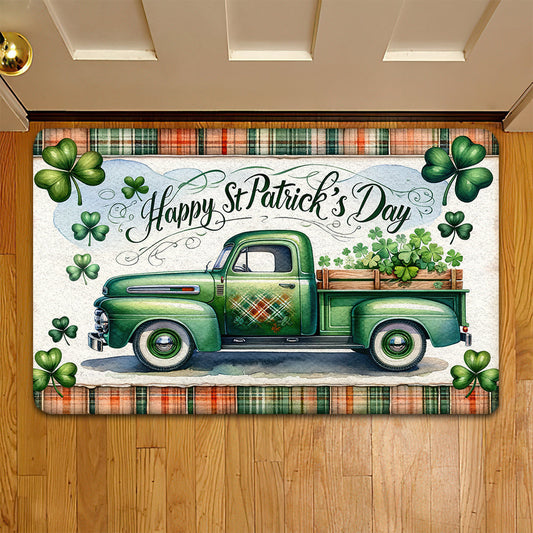 Joycorners St Patrick's Day Doormat, Tractor Full Of Clovers, Doormat For Home Decor Housewarming Gift, Patricks Day Welcome Mat Gift LM0210