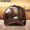 Joycorners Moose Hunting Brown Leather Pattern Mutilcolored Personalized Name 3D Cap
