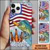 Joycorners Fishing Phone Case American Flag Beer Bottles Fish Art Personalized Name 3D Phone Case (10 Fish Species)