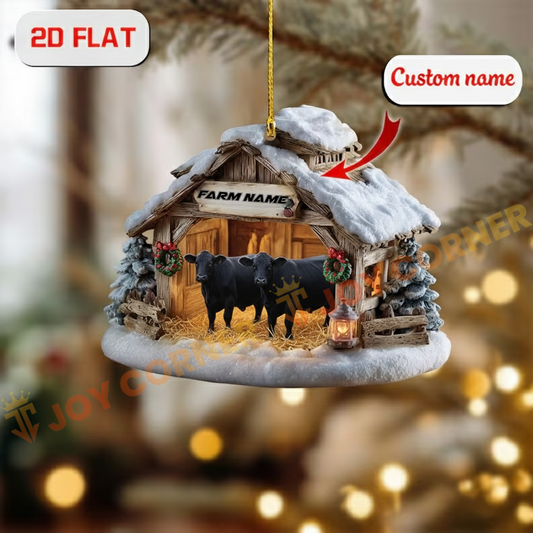 Joycorners Merry Christmas Gifts Cattle Farm Ornament, Personalized Acrylic Ornament (8 Breed Options)