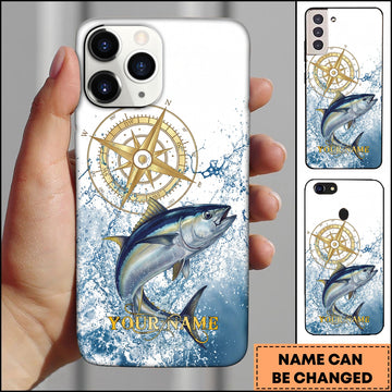 Joycorners Tuna Fishing Golden Compass Water Splash Personalized Name 3D Phone Case