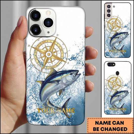 Joycorners Tuna Fishing Golden Compass Water Splash Personalized Name 3D Phone Case