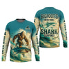 Joycorners Bigfoot's New Ride Shark Surfing Fishing UPF Shirts, Funny Fishing Shirt, Presents For Fishermen