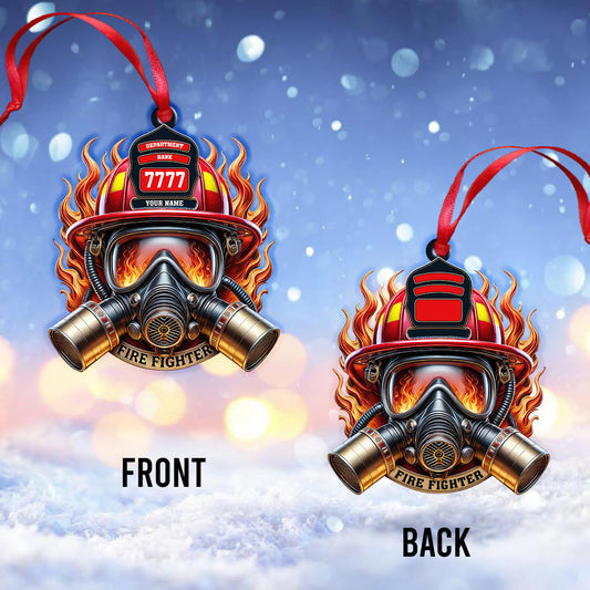 Joycorners Custom Name Fire Fighter Ornament, Fire Fighter Christmas Gifts 2D Flat LM2211
