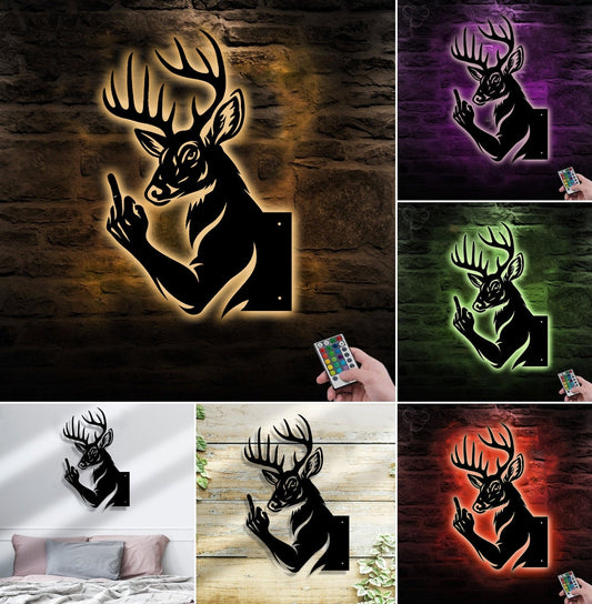 Maxcorners Funny Deer Hunting Metal Sign WITH LED/WITHOUT LED - Humorous Buck Yard Decor, Gag Gift for Hunters & Outdoor Enthusiasts MT0110