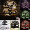 Maxcorners Personalized Deer Hunting Metal Sign WITH LED/WITHOUT LED, Rustic Buck Wall Art with American Flag, Cabin & Lodge Decor for Hunters MT0110