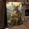 Joycorner Relaxing Deer Coffee and Cigar Mountain View Canvas