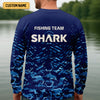 Joycorners Shark Fishing Team Shirt, Blue Camo Fishing UPF Shirts, Fishing Gifts For Men, Fishing Shirt With Hood