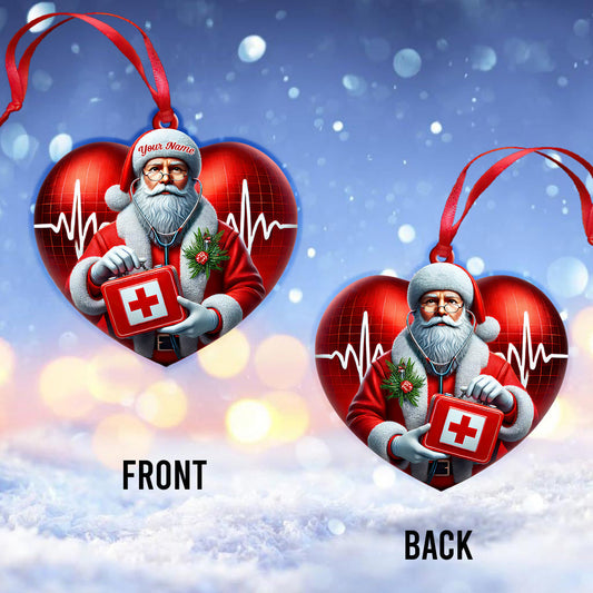 Joycorners Custom Name Santa Nurse Ornament, Home Decor Christmas Gift 2D Flat LM2211