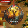 Joycorners Personalized Deer Ornament, Custom Name Christmas Decoration, Rustic Woodland Animal Ornament for Holiday Tree MT1111