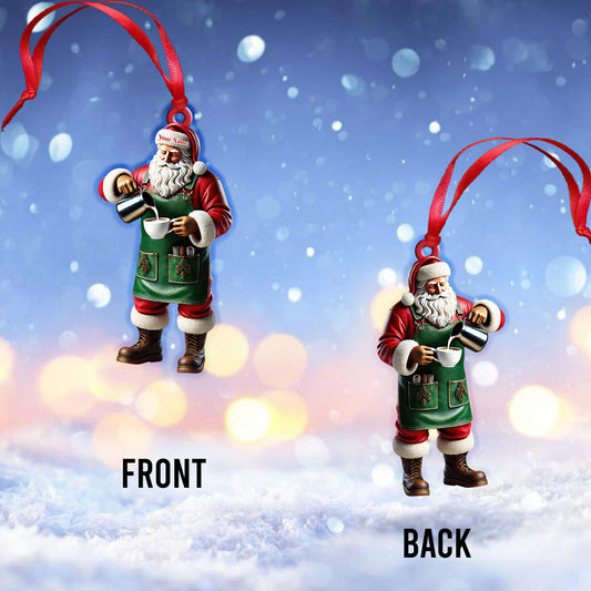 Joycorners Custom Name Santa Bartender Ornament, Home Decor Christmas Gift 2D Flat LM2211