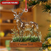 Joycorners Personalized Geometric Deer Christmas Ornament, Custom Name Buck Hunter Gift, Crystal Style Woodland Holiday Decor MT2411