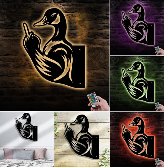 Maxcorners Funny Duck Hunting Metal Sign WITH LED/WITHOUT LED - Humorous Yard Art, Prank Outdoor Decor for Hunters & Wildlife Enthusiasts MT0110