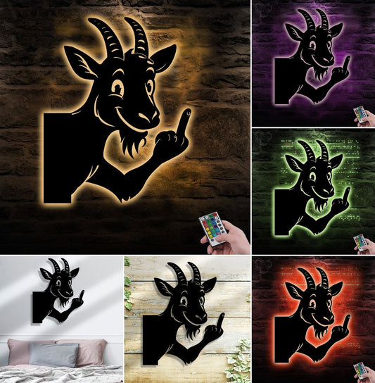 Maxcorners Funny Goat Metal Sign WITH LED/WITHOUT LED - Hilarious Farm Yard Decor, Rustic Prank Gift for Ranch, Barn & Outdoor Spaces MT0110