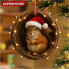 Joycorners Personalized Squirrel Christmas Ornament, Custom Name Woodland Nest Santa Hat Decoration, Cute Holiday Tree Hanging Gift for Animal Lovers MT2411